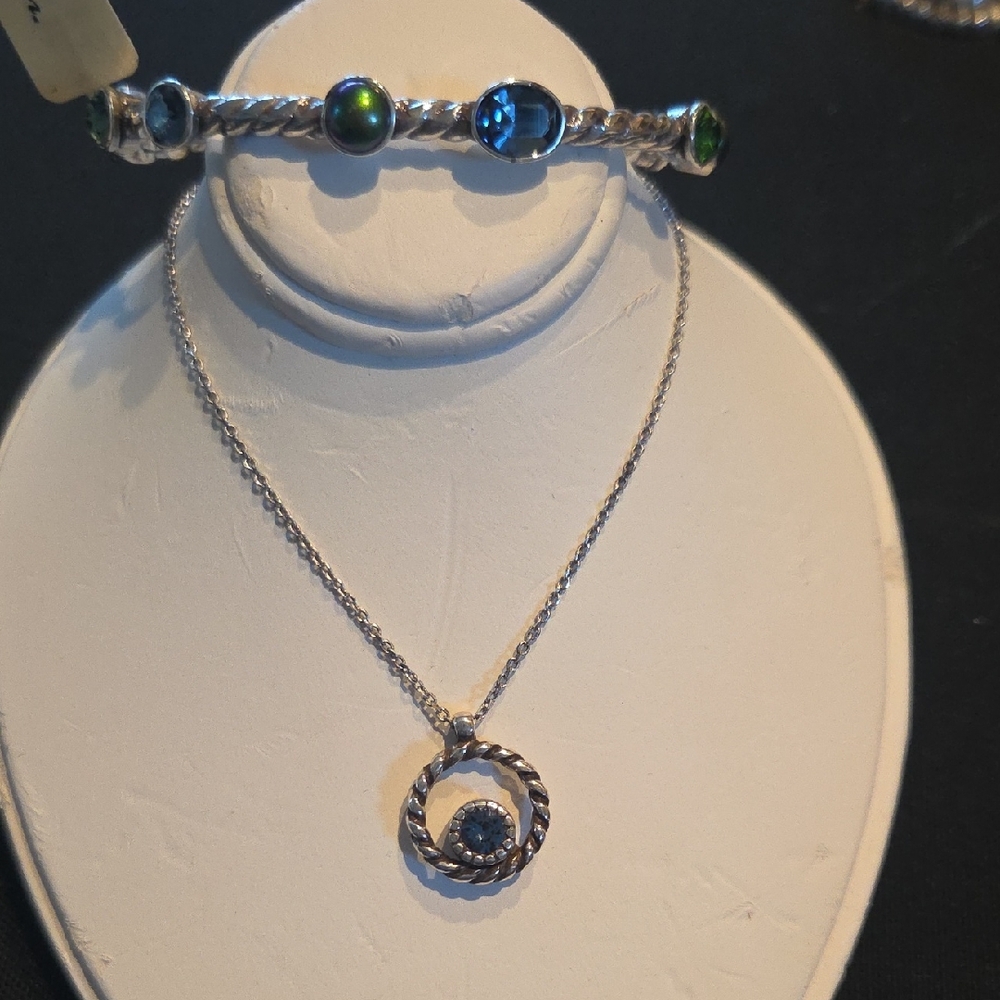Brighton Silver Bracelet with Blue and Green Accents
